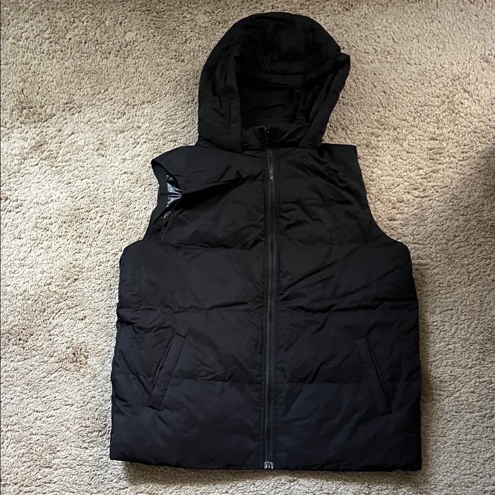 Black Hooded Puffer Vest